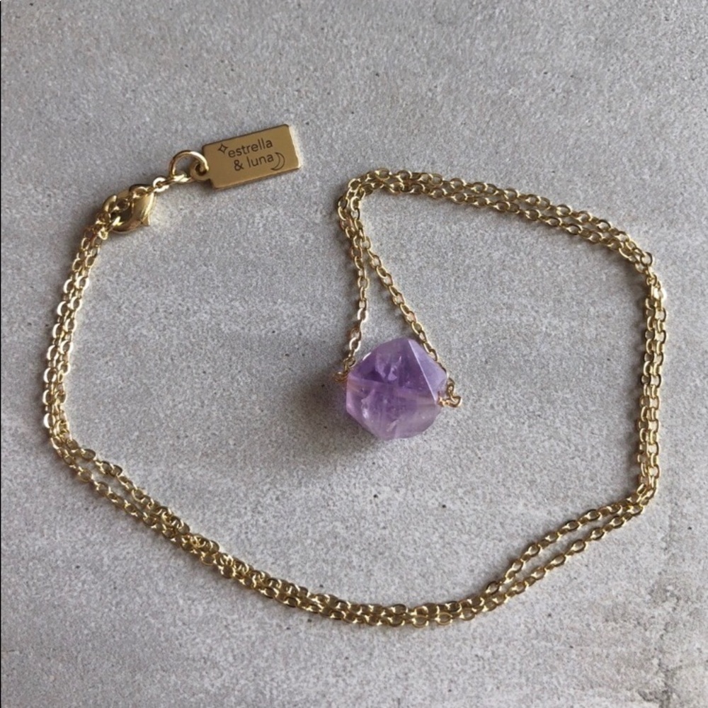 Raw Amethyst 18” around crystal point Pendant & Necklace
